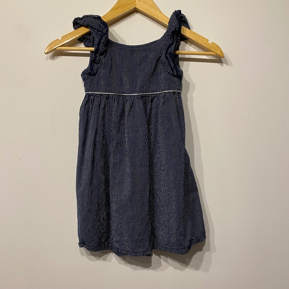 The Little White Company Blue and White Striped Dress 3-4 Years‎